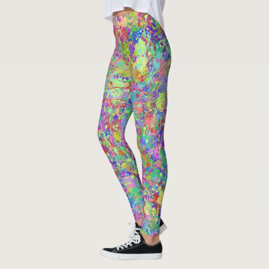 Fun Multicolor Paint-Spletters Leggings (Links)