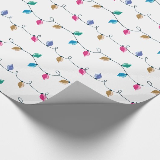 Fun Multicolored Swirling Glitter-kerstlampjes Cadeaupapier (Hoek)