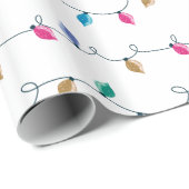 Fun Multicolored Swirling Glitter-kerstlampjes Cadeaupapier (Rol Hoek)