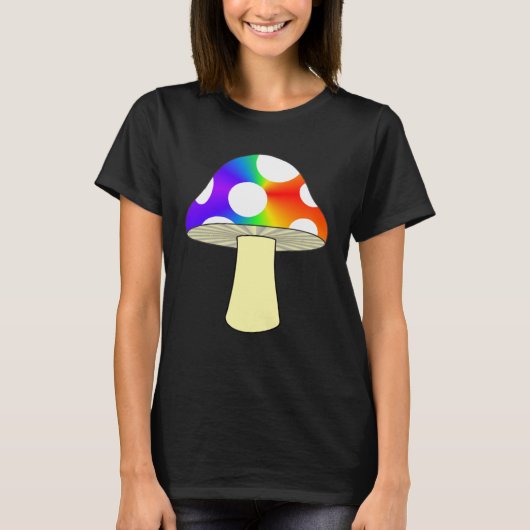 FUN MUSHROOM TEE NATURE COLORFUL MUSHROOM RAINBOW  T-SHIRT (Voorkant)