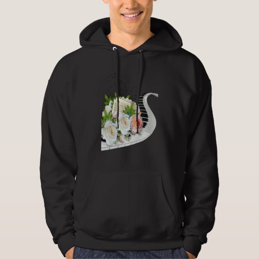 FUN MUSIC ROSE PIANO MUSIC NOTES & FLOWERS CLUSTER HOODIE (Voorkant)
