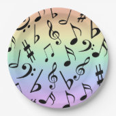 Fun Musical Notes Rainbow Party Borden Papieren Bordje (Voorkant)