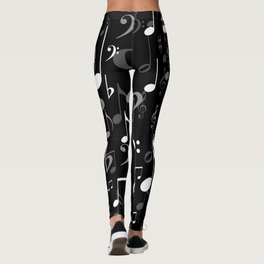 Fun Musical Notes Random Patroon Leggings (Achterkant)