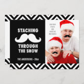 FUN MUSTACHE FOTO HOLIDAY GREETING | Chevron Feestdagenkaart (Voorkant / Achterkant)