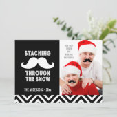 FUN MUSTACHE FOTO HOLIDAY GREETING | Chevron Feestdagenkaart (Staand voorkant)