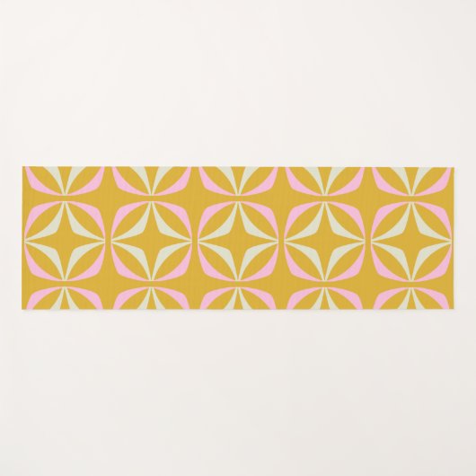 Fun Mustard en roze Mid Century Modern Patroon Yogamat (Voorkant (horizontaal))