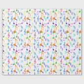 Fun Muzieknoten patroon party wrap Cadeaupapier (Vlak)