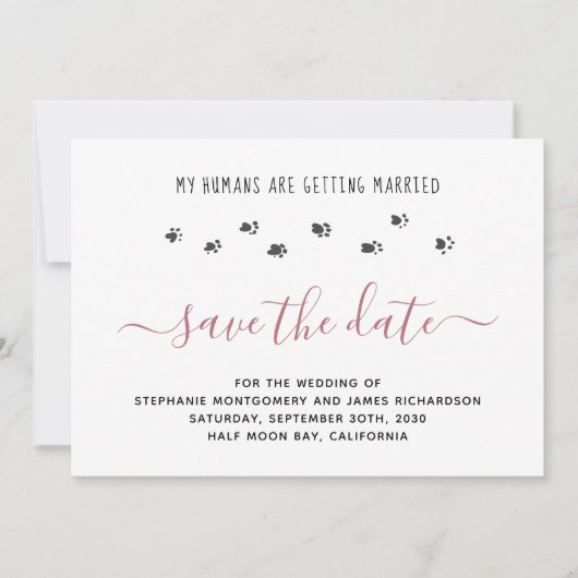 Fun My Humans Getting Married Pet Photo Weduwen Save The Date (Voorkant)