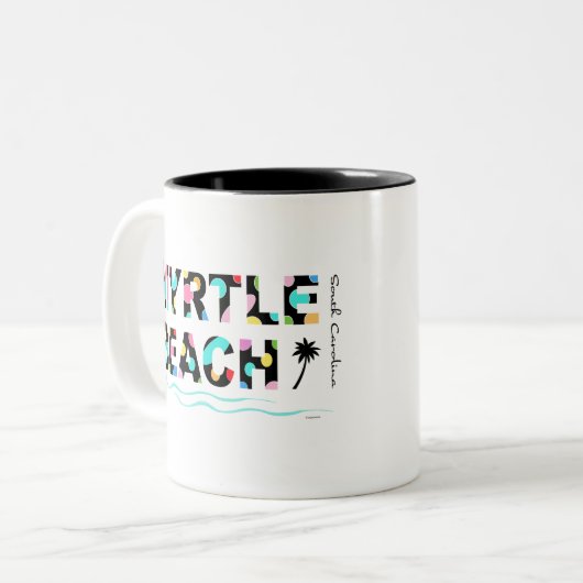 Fun Myrtle Beach, SC grafische kabel Tweekleurige Koffiemok (Voorkant links)