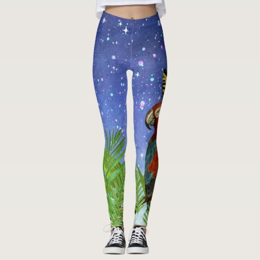 Fun Mystical Night, Parrot en Butterfly Leggings (Voorkant)
