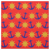 Fun Nautical Anchor and Wheel Pattern on Red Stof (Swatch)