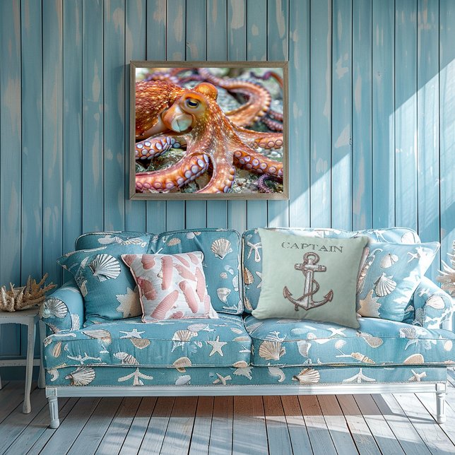 Fun Nautical, Boating, Anchor, Turquoise Pillow Kussen (Creator heeft geüpload)