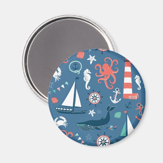 Fun Nautical Graphic Pattern Magneet (Voorkant / Achterkant)