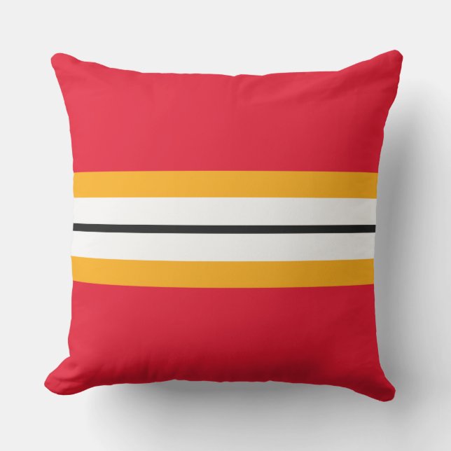 Fun Nautical Red Yellow White-racestapes Buitenkussen (Voorkant)