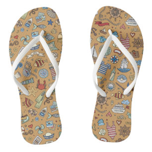Fun Nautical, Tan Coastal Ontworpen Teenslippers! Teenslippers