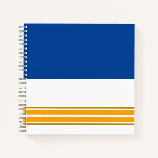 Fun Navy Blauw Helder Geel Wit Racing Stripes Notitieboek (Voorkant)