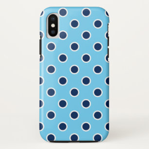 Fun Navy Polka Dots op Sky Blue Case-Mate iPhone Case