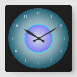 Fun Neon Aqua/Paars/blauw Vierkante Klok