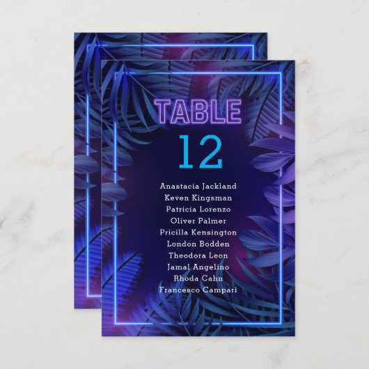 Fun Neon Glow Party Escort Tafelnummer (Voorkant / Achterkant)
