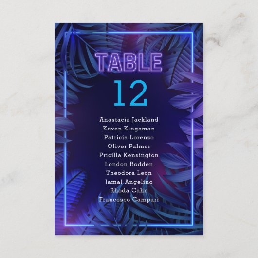 Fun Neon Glow Party Escort Tafelnummer (Achterkant)