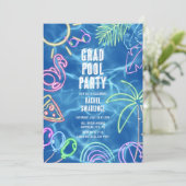 Fun Neon Graduation Pool Party  Kaart (Staand voorkant)