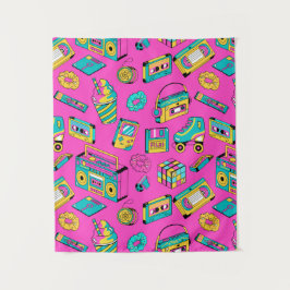 Fun Neon Pink Retro 80s 90s Tech Bright Pattern Wandkleed