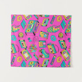 Fun Neon Pink Retro 80s 90s Tech Bright Pattern Wandkleed (Voorkant (horizontaal))