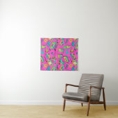 Fun Neon Pink Retro 80s 90s Tech Bright Pattern Wandkleed (In Situ (horizontaal))