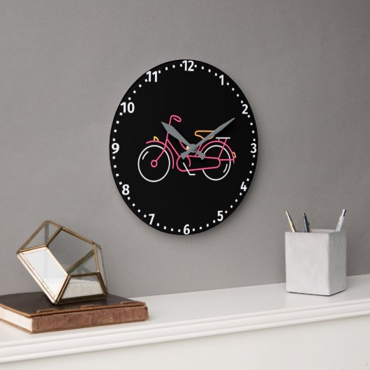 Fun Neon Roze fiets Grote Klok (Kantoor)