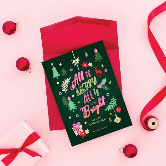 Fun Neon Sign-kerstlampjes, mooi, foto Folie Feestdagenkaart