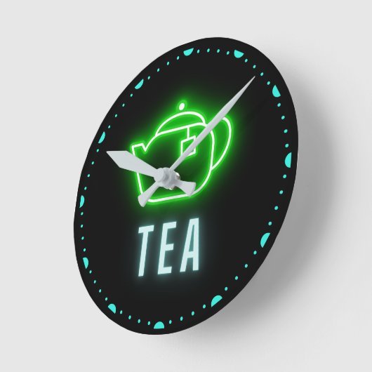 Fun Neon Teapot Ronde Klok (Hoek)