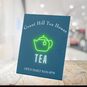 Fun Neon Teapot Tea Business Reclamebord Met Voetstuk
