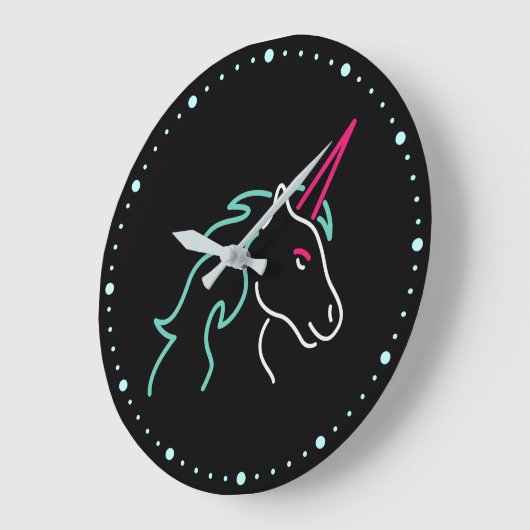 Fun Neon Unicorn Large Clock Grote Klok (Hoek)