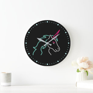Fun Neon Unicorn Large Clock Grote Klok