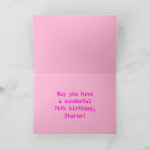 Fun, Nerdy, Geeky, Pink, 8-Bit Style 76th Birthday Kaart (Binnen)