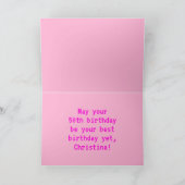 Fun, Nerdy, Geeky, Roze, 8-bits stijl 50th Birthda Kaart (Binnen)