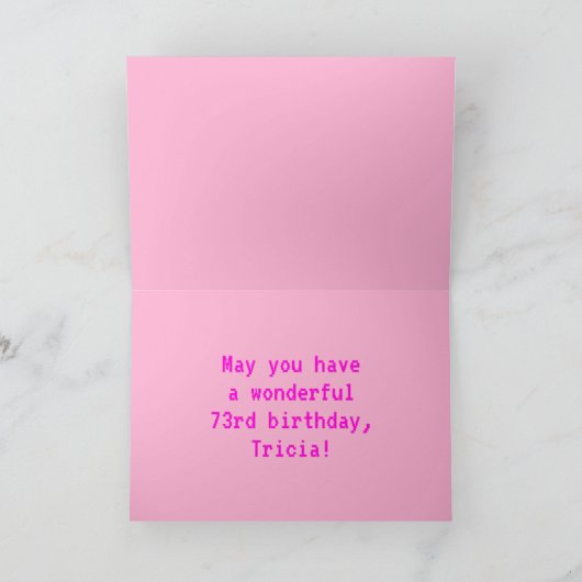 Fun, Nerdy, Geeky, Roze, stijl met 8 bits 73rd ver Kaart (Binnen)