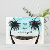 Fun New Address Florida Beach Palm Treving Moving Aankondiging (Staand voorkant)