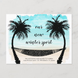 Fun New Address Florida Beach Palm Treving Moving Aankondigingskaart