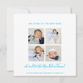 Fun New Baby Happy Nieuwjaar 4 Foto Collage Blue (Voorkant)