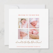 Fun New Baby Happy Nieuwjaar 4 Foto Collage Coral (Voorkant)
