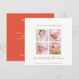 Fun New Baby Happy Nieuwjaar 4 Foto Collage Coral