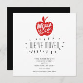 Fun New York Red Apple Moving Announcement Card Kaart (Voorkant / Achterkant)