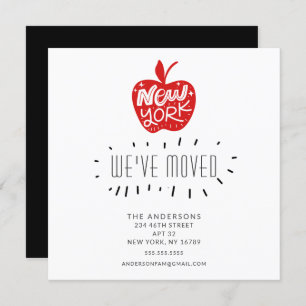 Fun New York Red Apple Moving Announcement Card Kaart