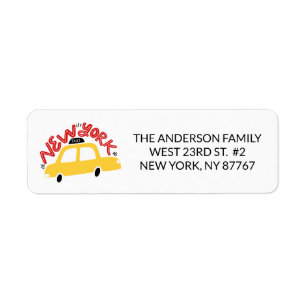 Fun New York Taxi Cab New Address Label