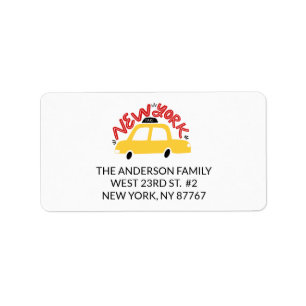 Fun New York Taxi Cab New Address Label