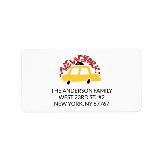 Fun New York Taxi Cab New Address Label (Voorkant)