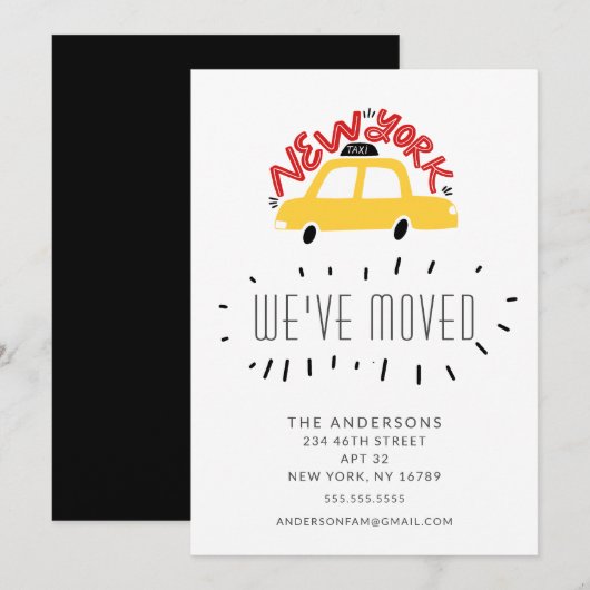 Fun New York Yellow Cab Moving Announcement Card Kaart (Voorkant / Achterkant)