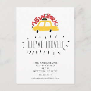 Fun New York Yellow Taxi Moving Announcement Card Aankondigingskaart