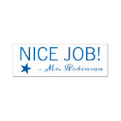 Fun "NICE JOB!" + Tutor Name Rubber Stamp Zelfinktende Stempel (Design)